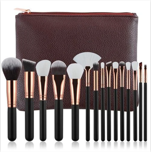 15-Piece Professional Makeup Brush Set – Face & Eye Brushes with Storage Bag | Blending & Precision Tools