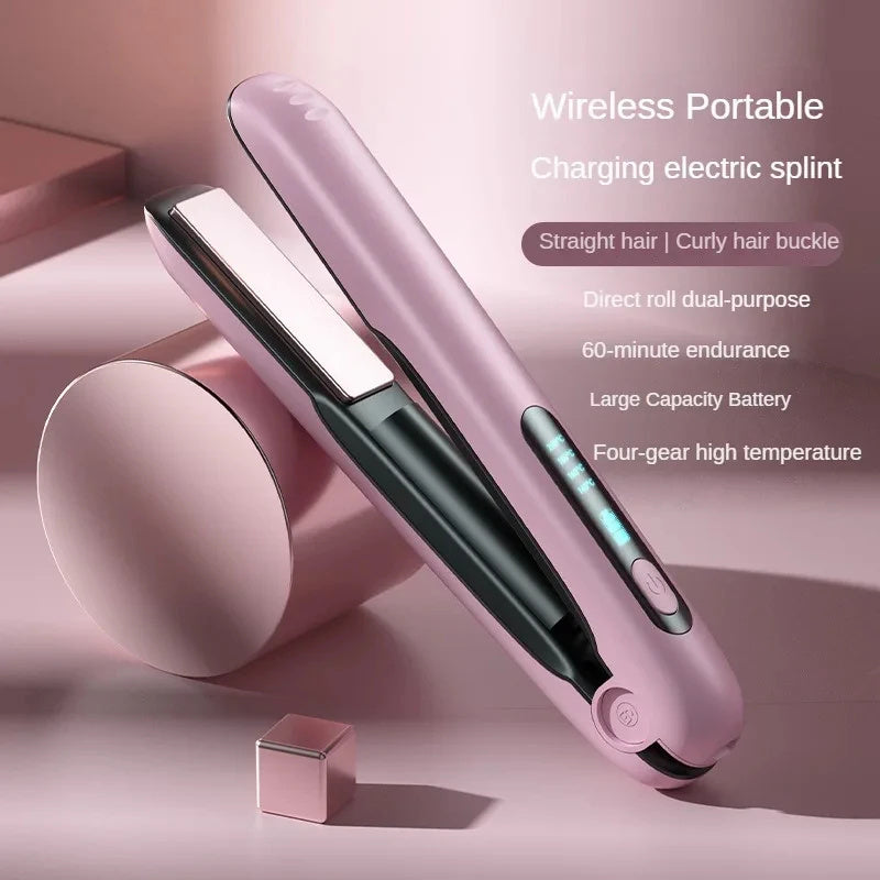 Cordless Hair Straightener — USB-Rechargeable Ceramic Plates & 60 Min Runtime