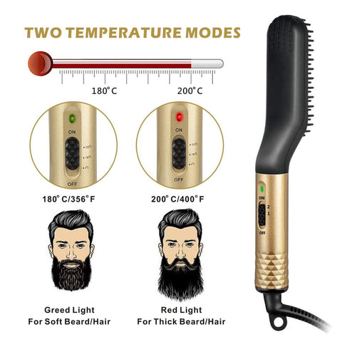 Men’s Electric Beard Straightening Brush – Dual Temperature Settings | Anti-Tangle Ceramic Comb | Fast Heat-Up