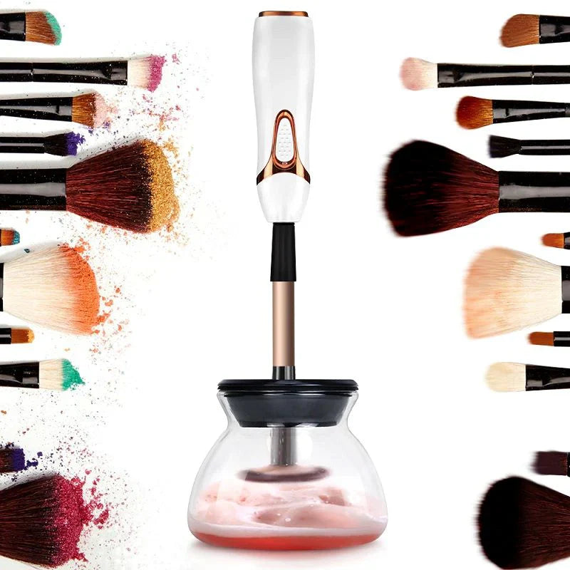 Electric Makeup Brush Cleaner & Dryer – Automatic Spin Clean Technology | 8 Brush Holders | Fast Drying Bowl System