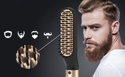 Men’s Electric Beard Straightening Brush – Dual Temperature Settings | Anti-Tangle Ceramic Comb | Fast Heat-Up