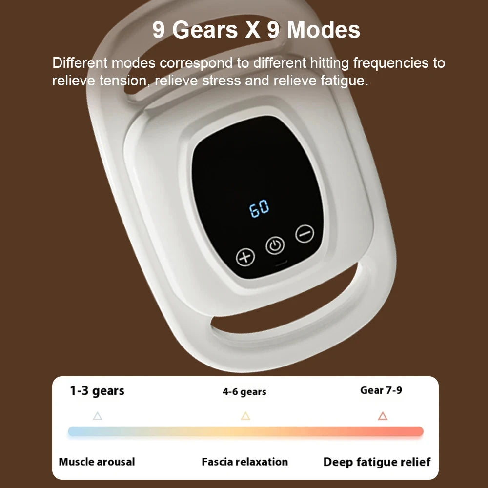6-Head Percussion Massage Gun – 9 Modes, Quiet Motor, USB-C Charging