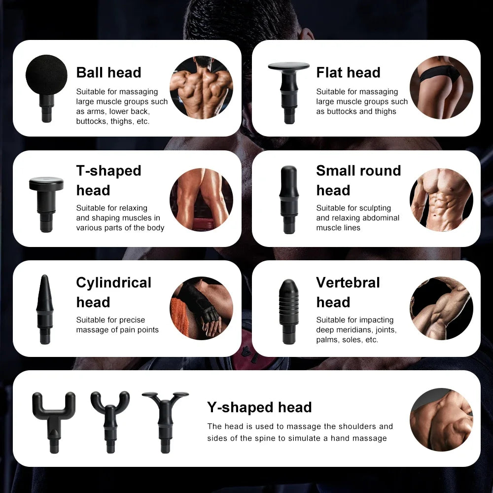 Smart Percussion Massage Gun – 9 Heads, Quiet Motor, Adjustable Speed