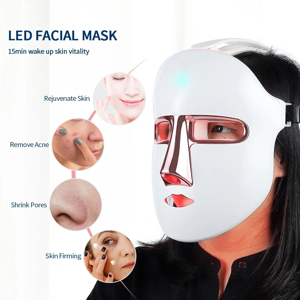 Professional 7-Color LED Facial Mask – Dermatologist-Recommended Light Therapy for Glowing Skin | Wireless & Rechargeable