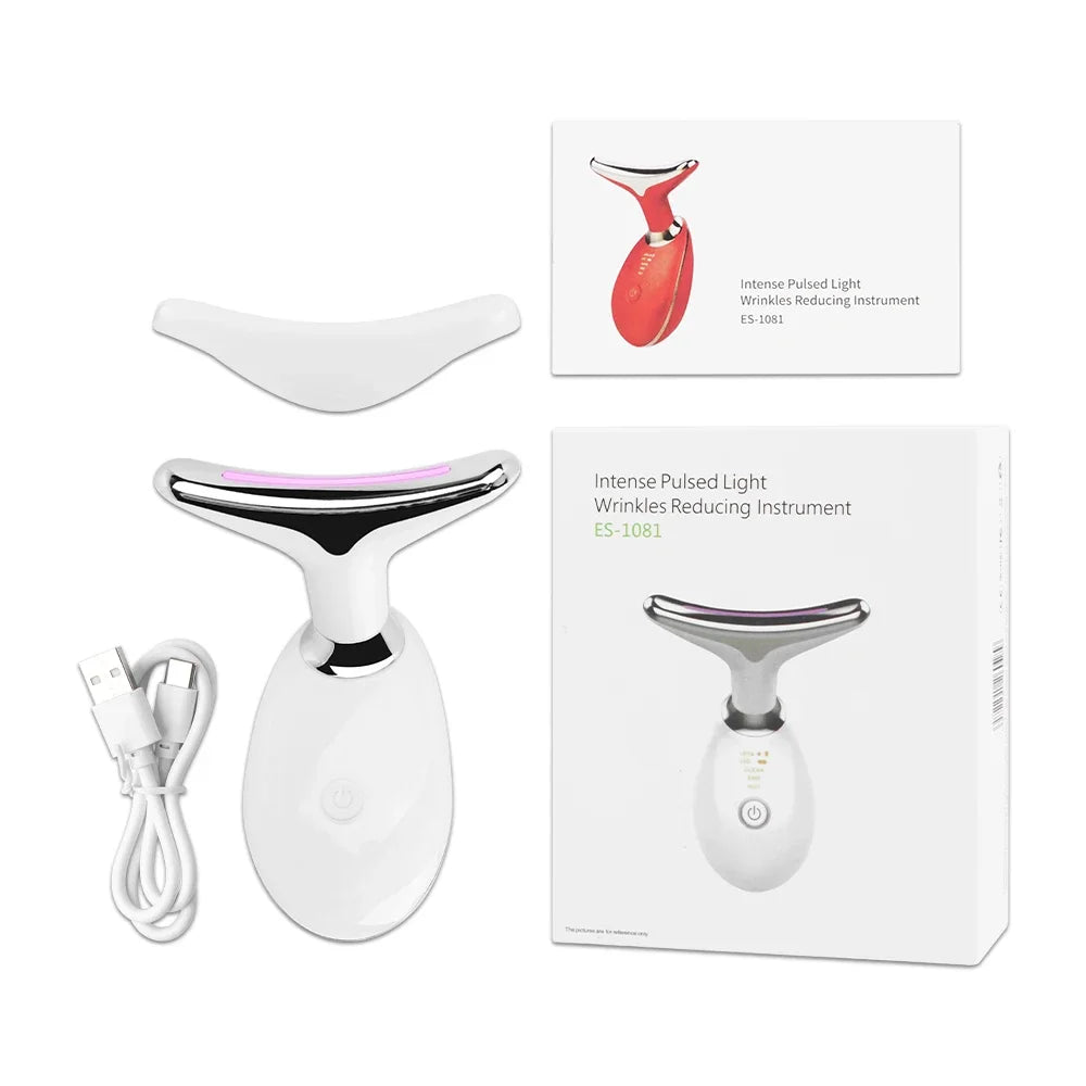 7-in-1 LED Facial Massager – 3 Heat/Vibration Modes + Light Modes | Dolphin Design | Rechargeable Skin Device