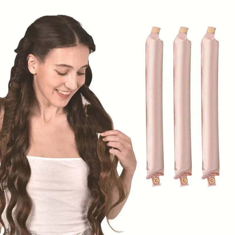 Satin Heatless Hair Curlers – 3 or 4-Piece Set | No-Heat Flexi Rods for Overnight Curls | For All Hair Types