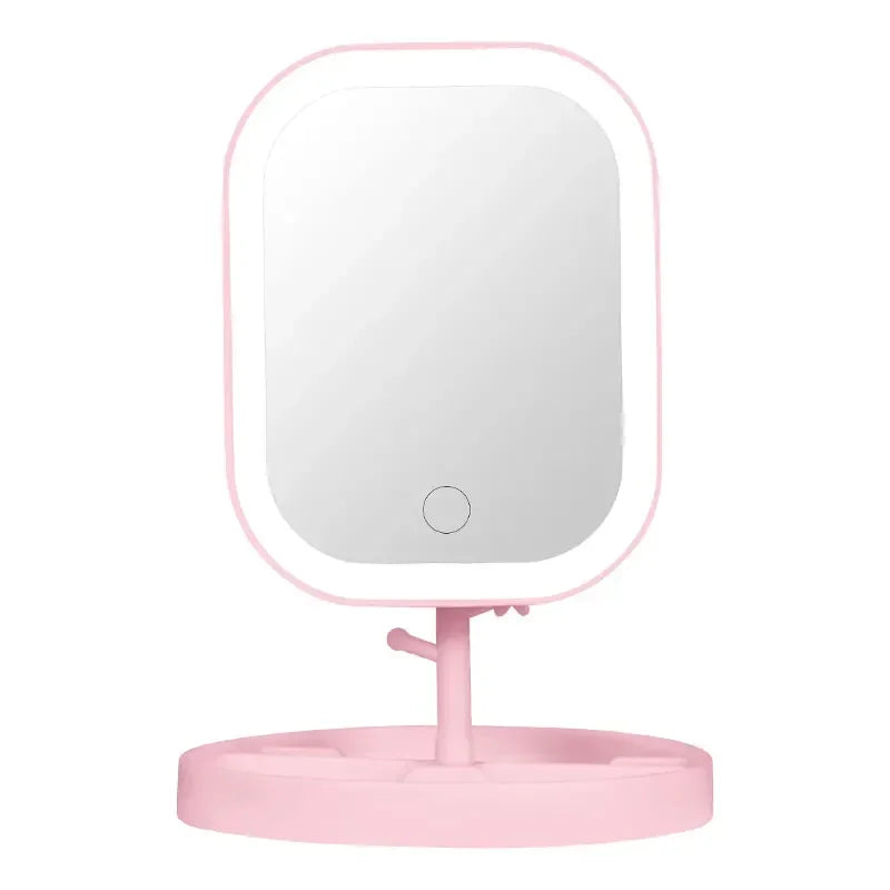 Smart Touch LED Makeup Mirror – Adjustable Light Modes | USB Rechargeable | Built-In Jewelry Stand