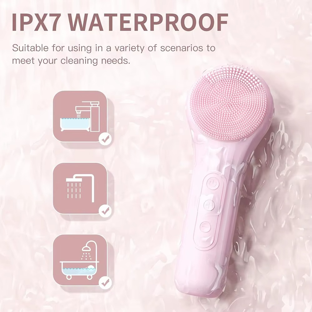 Heating Facial Cleansing Brush – 6-Speed Sonic Vibrations + Warm Massage | IPX7 Waterproof | Rechargeable Skin Cleanser
