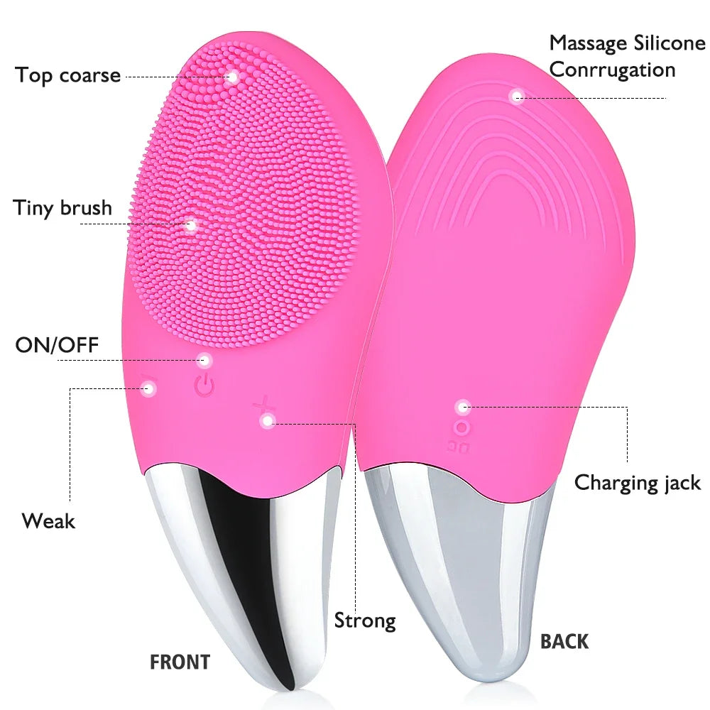 Ultrasonic Electric Facial Cleansing Brush – 2-in-1 Deep Cleaning & Massage | Waterproof Sonic Technology | Renews Skin Texture