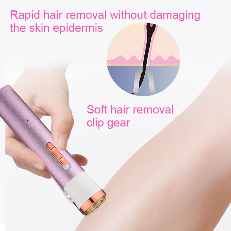 Rechargeable 4-in-1 Electric Eyebrow Trimmer | Painless Face & Bikini Razor | Nose/Ear Hair Remover | USB Portable Grooming Tool for Women & Men