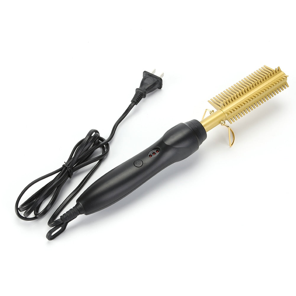 3-in-1 Hair Straightener Curler Comb – Ceramic Tourmaline Brush | LCD Heat Control | Fast Heating
