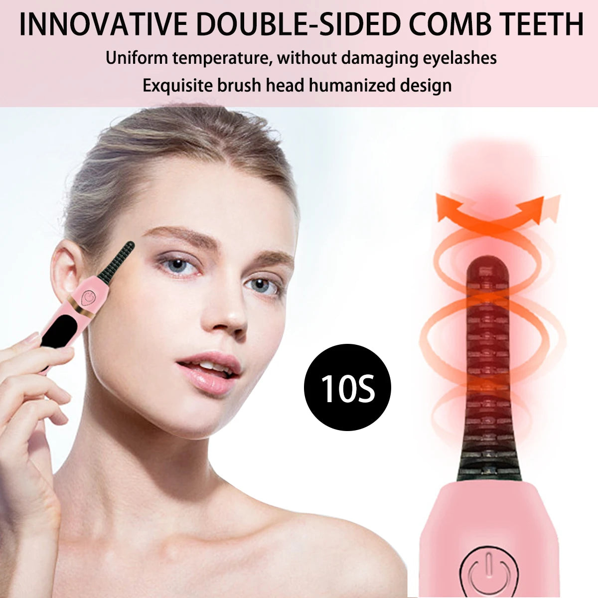 Digital Heated Eyelash Curler – 3 Temperature Modes | Rechargeable | Double-Sided Comb Design
