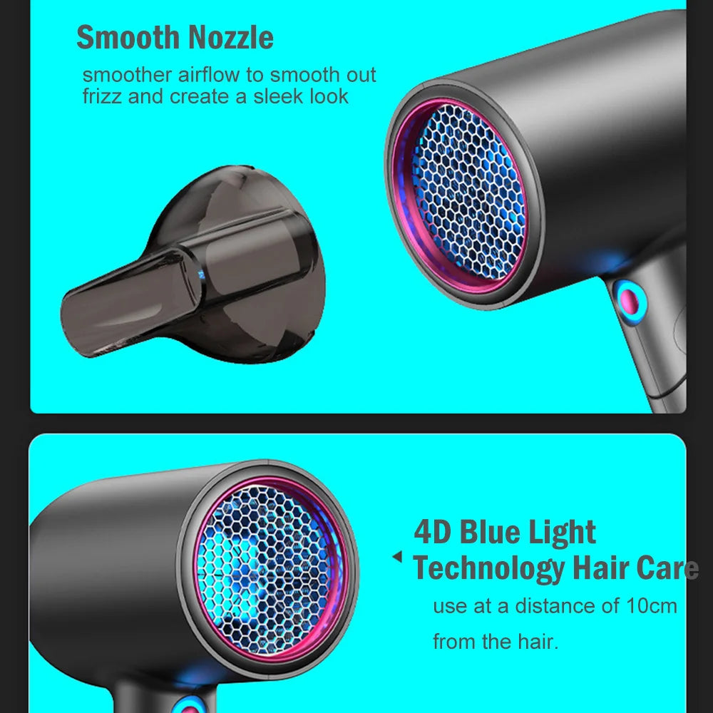 Foldable Ionic Hair Dryer – Portable, Low-Noise & Fast Drying | Dual Voltage for Travel