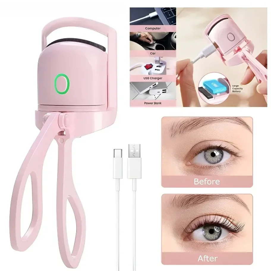Rechargeable Heated Eyelash Curler – Dual Temp Settings | Type-C Charging | Long-Lasting Lift