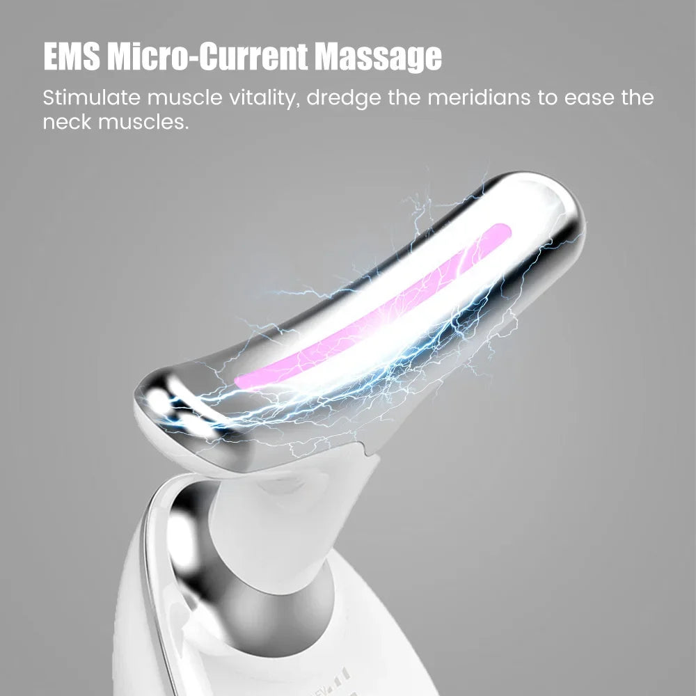 7-in-1 LED Facial Massager – 3 Heat/Vibration Modes + Light Modes | Dolphin Design | Rechargeable Skin Device