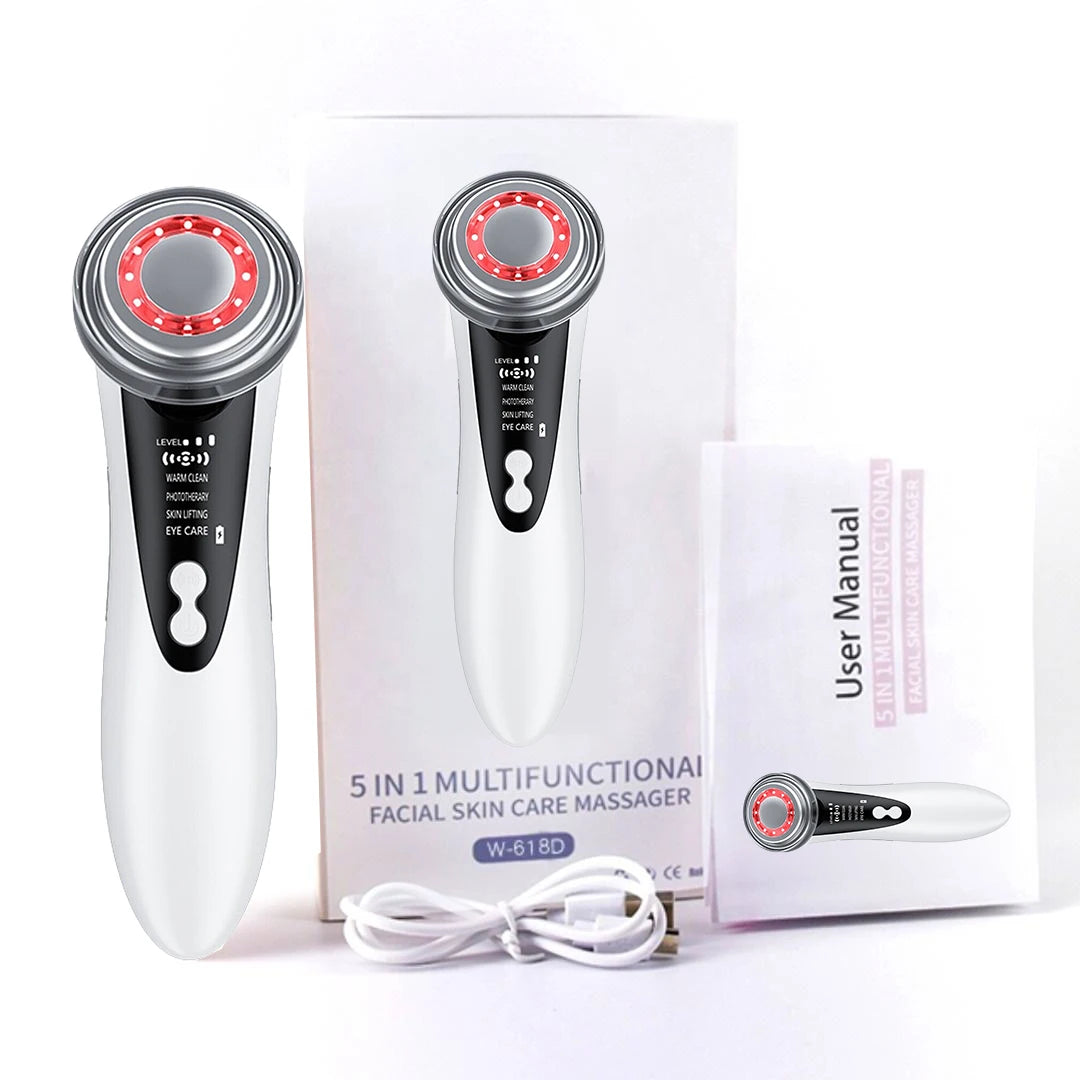 4-in-1 RF Facial Massager – Ultrasound + Rechargeable | At-Home Beauty Tool for Skin Radiance