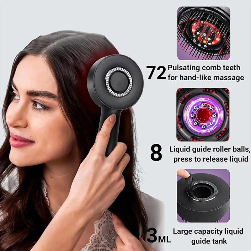 Microcurrent Scalp Massage Comb – Red Light Therapy | Rechargeable | Hair Care Liquid Compatible