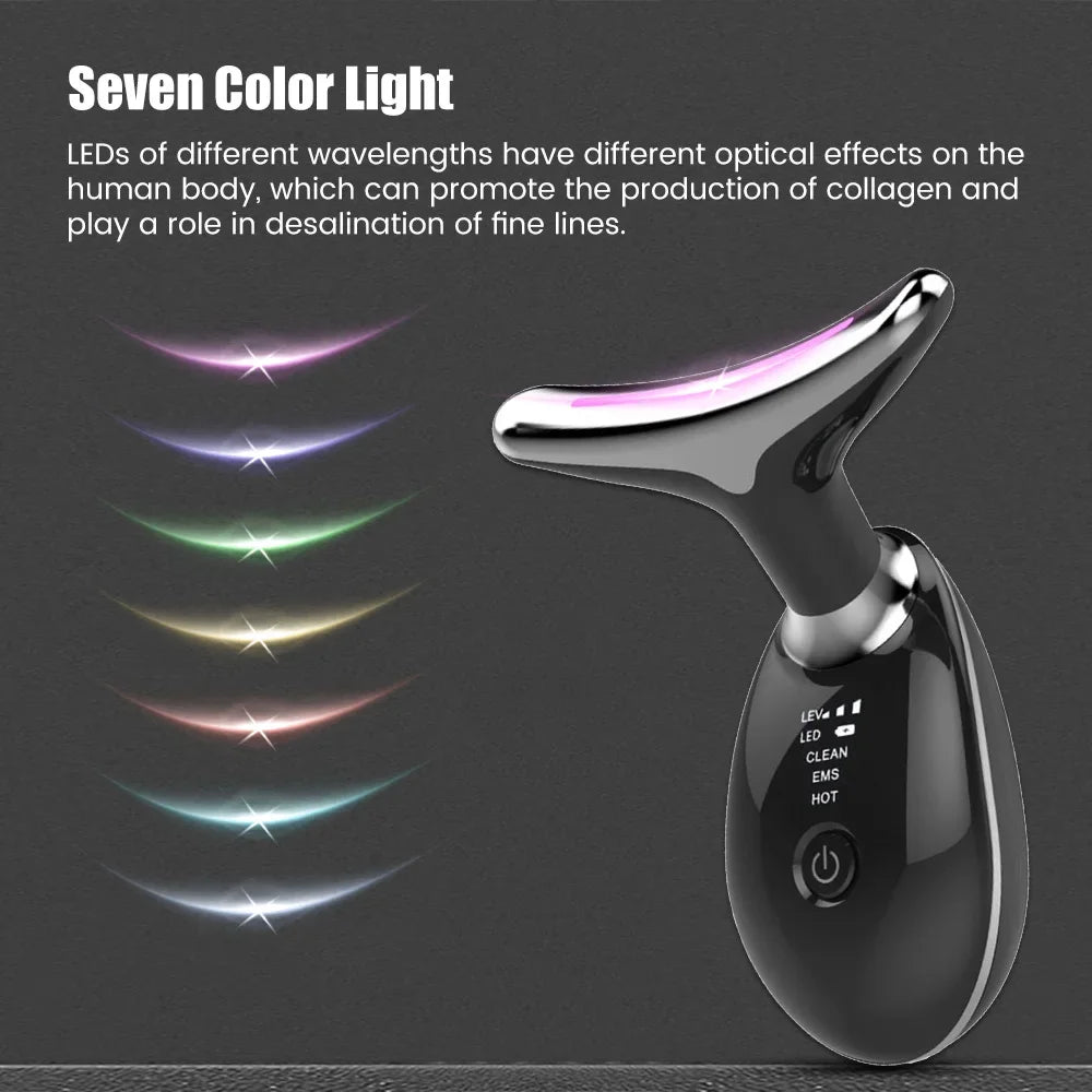 7-in-1 LED Facial Massager – 3 Heat/Vibration Modes + Light Modes | Dolphin Design | Rechargeable Skin Device