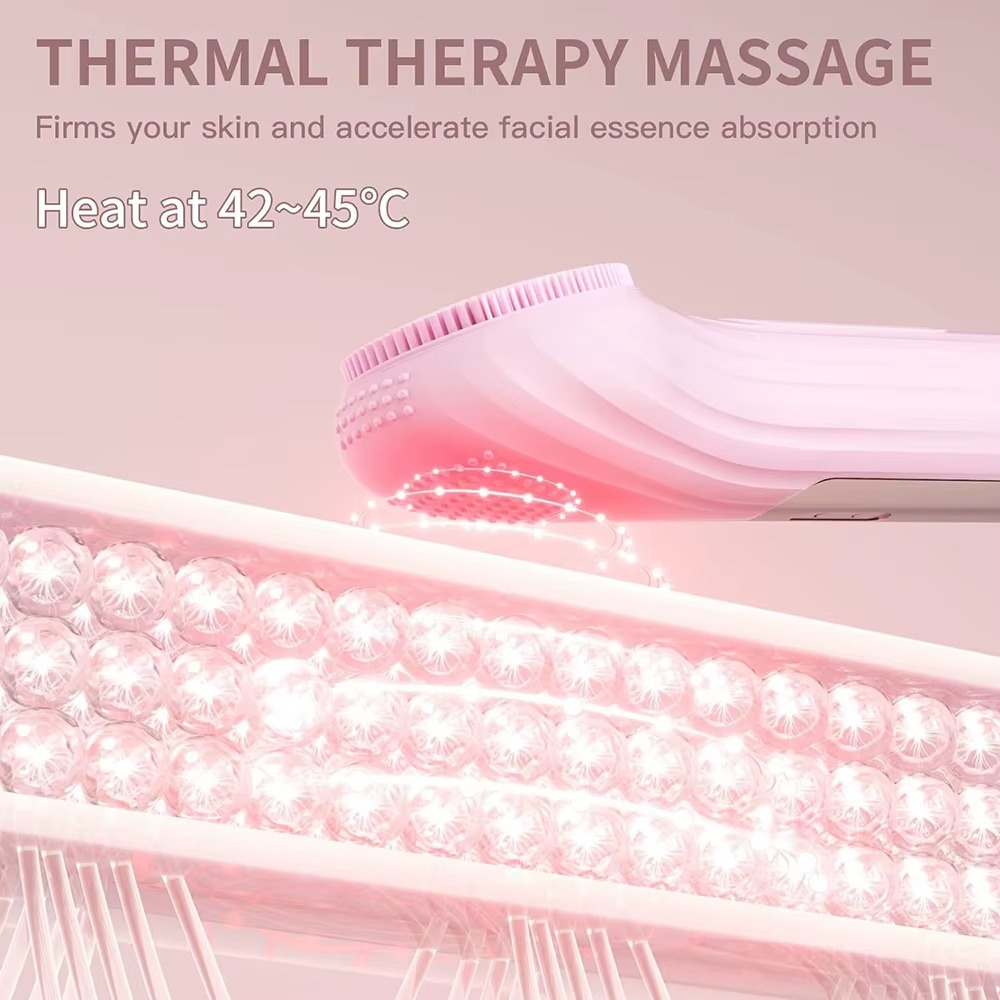 Heating Facial Cleansing Brush – 6-Speed Sonic Vibrations + Warm Massage | IPX7 Waterproof | Rechargeable Skin Cleanser