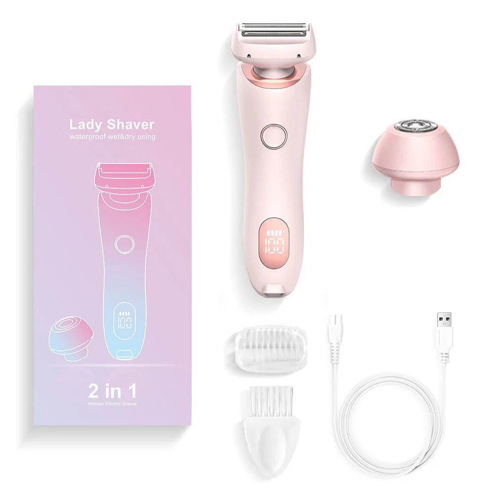 2-in-1 Electric Shaver for Women – Wet & Dry Use | Gentle, Painless Hair Removal | Travel-Friendly