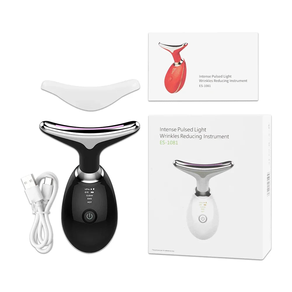 7-in-1 LED Facial Massager – 3 Heat/Vibration Modes + Light Modes | Dolphin Design | Rechargeable Skin Device