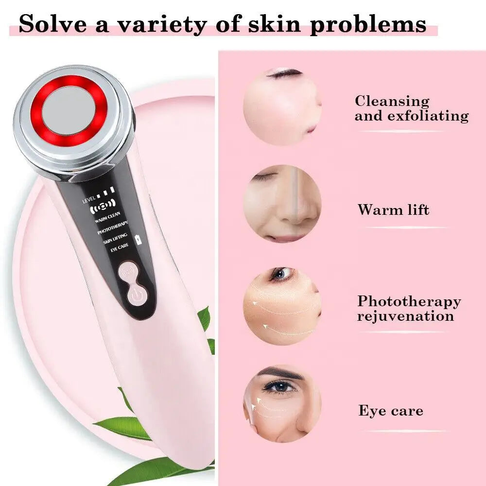 4-in-1 RF Facial Massager – Ultrasound + Rechargeable | At-Home Beauty Tool for Skin Radiance