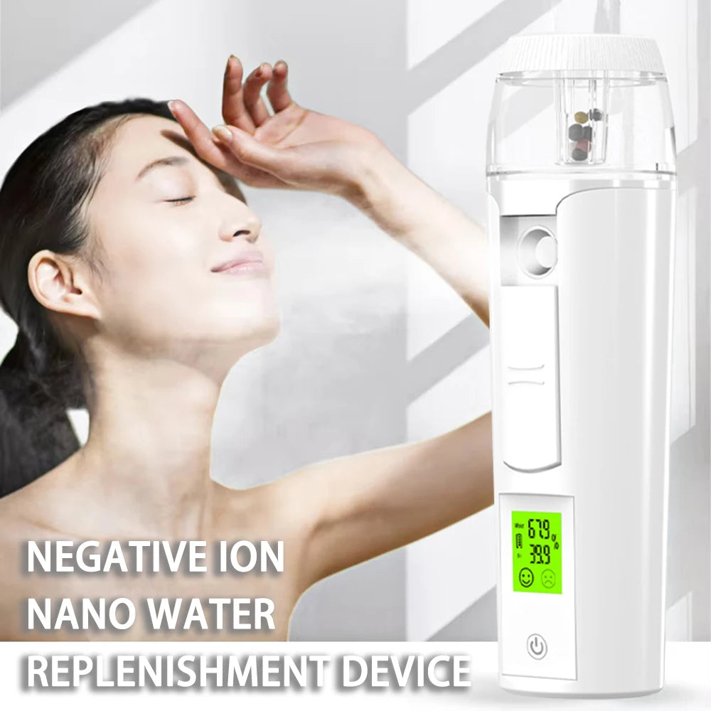 Nano Mist Sprayer with Negative Ions – Hydration & Oil Detection | 30ML Tank | USB Rechargeable