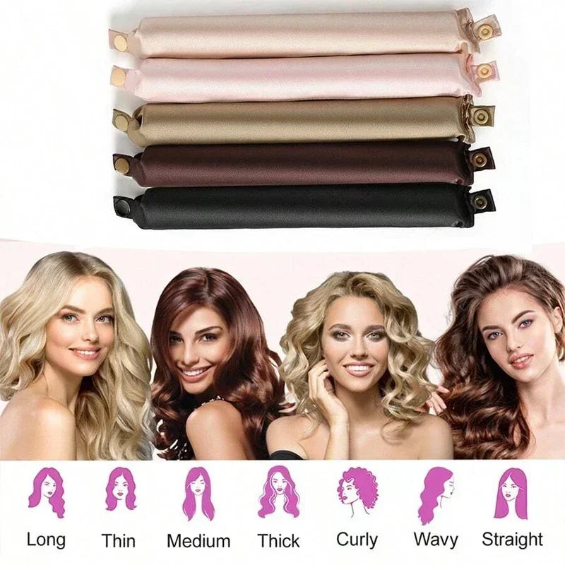 Satin Heatless Hair Curlers – 3 or 4-Piece Set | No-Heat Flexi Rods for Overnight Curls | For All Hair Types