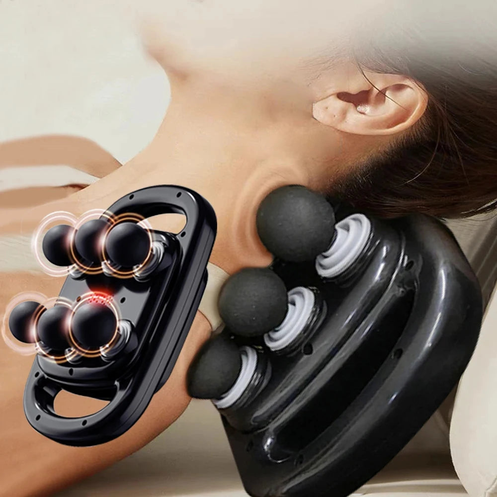 6-Head Percussion Massage Gun – 9 Modes, Quiet Motor, USB-C Charging