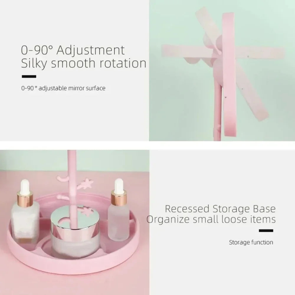 Smart Touch LED Makeup Mirror – Adjustable Light Modes | USB Rechargeable | Built-In Jewelry Stand
