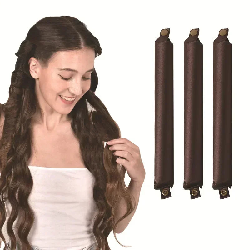 Satin Heatless Hair Curlers – 3 or 4-Piece Set | No-Heat Flexi Rods for Overnight Curls | For All Hair Types