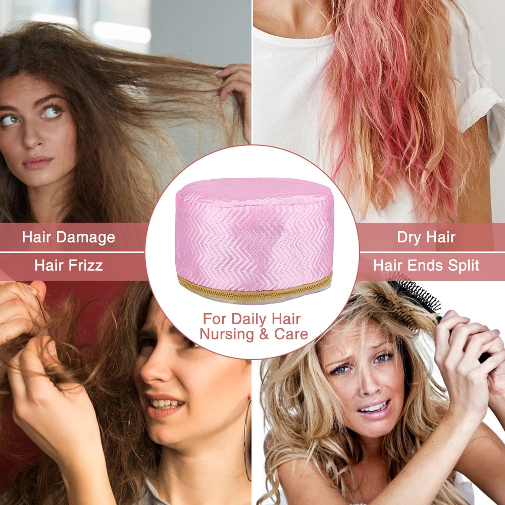 Electric Hair Steamer Cap – Adjustable Heat | Moisture Therapy for Dry & Damaged Hair | UK Plug