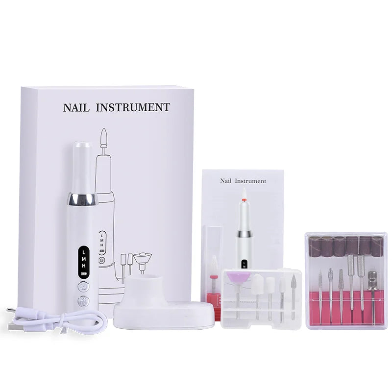 Electric Nail Drill Kit – Rechargeable Nail File with LED Display | 18,000 RPM | 3-Speed Adjustment | 11 Grinding Heads