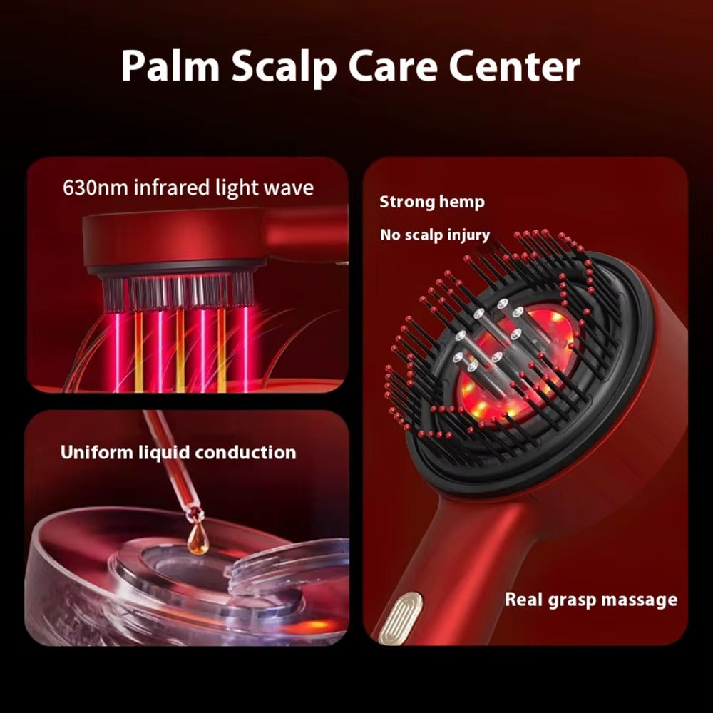 Microcurrent Scalp Massage Comb – Red Light Therapy | Rechargeable | Hair Care Liquid Compatible