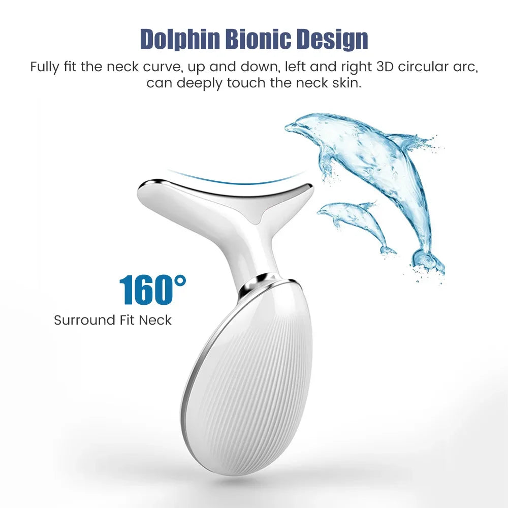 7-in-1 LED Facial Massager – 3 Heat/Vibration Modes + Light Modes | Dolphin Design | Rechargeable Skin Device