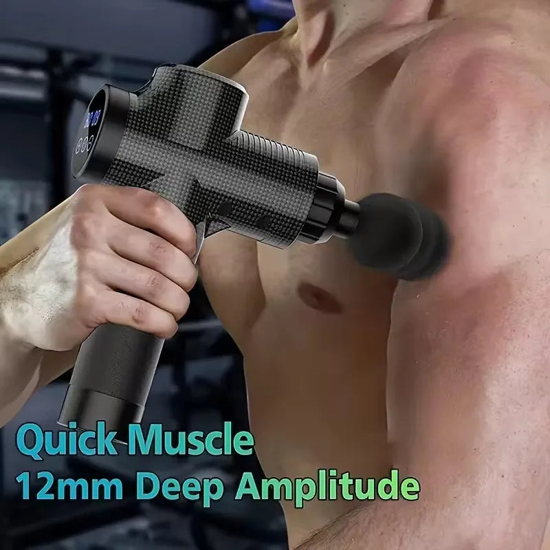 Deep Tissue Percussion Massage Gun – 6 Heads, 30 Speeds, Portable Design
