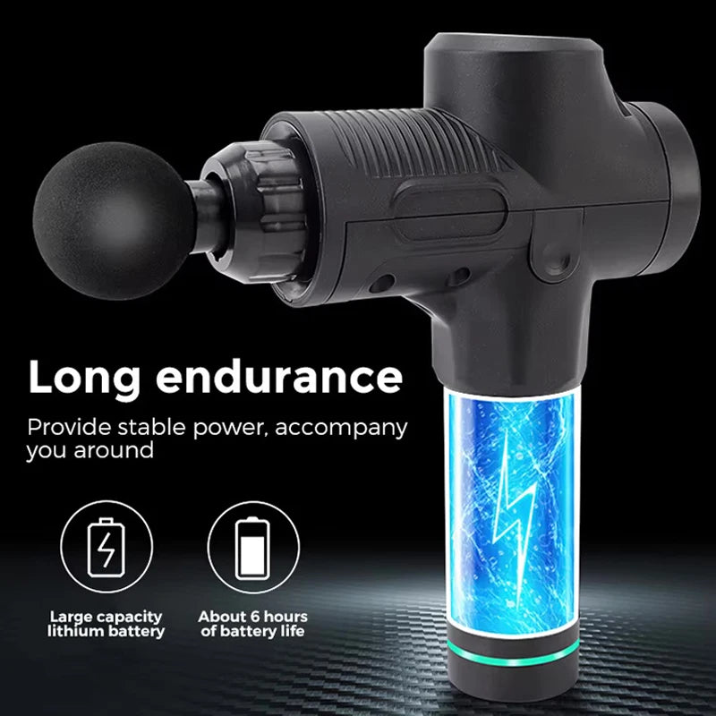 Deep Tissue Percussion Massage Gun – 6 Heads, 30 Speeds, Portable Design