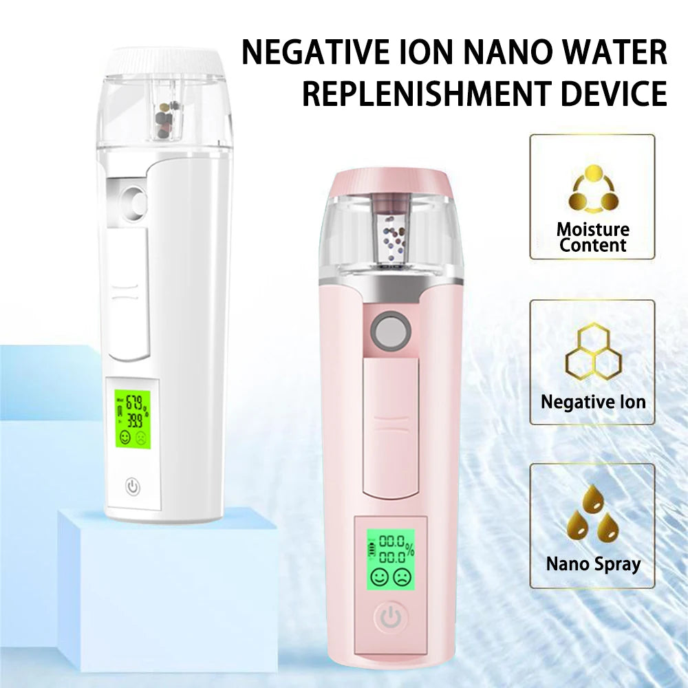 Nano Mist Sprayer with Negative Ions – Hydration & Oil Detection | 30ML Tank | USB Rechargeable