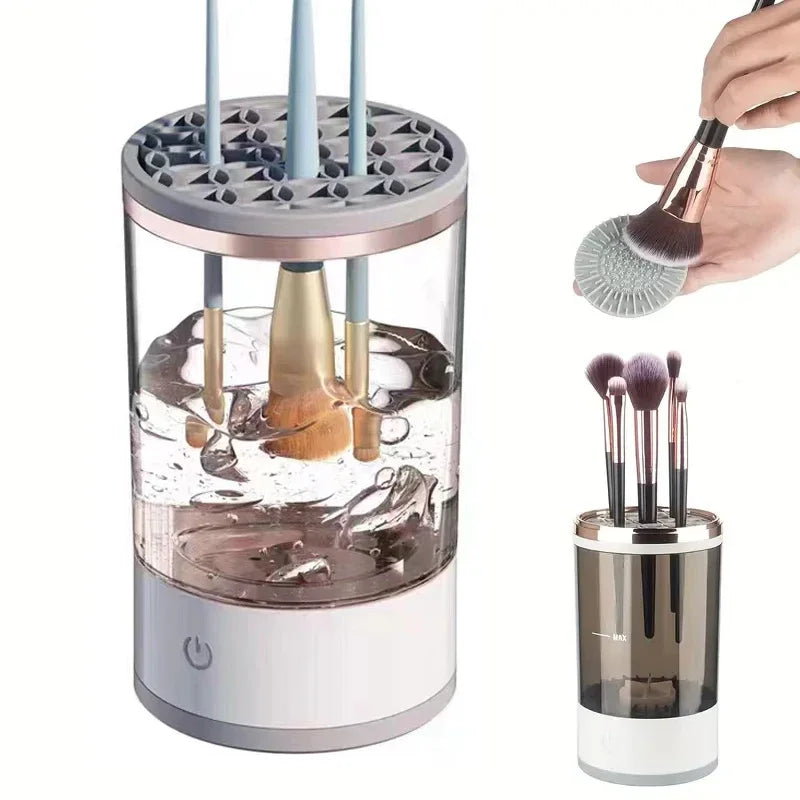 Electric Makeup Brush Cleaner & Dryer – Automatic Spin Clean Technology | 8 Brush Holders | Fast Drying Bowl System