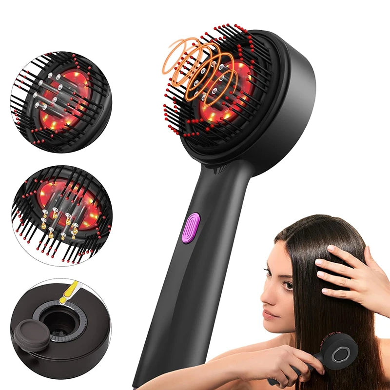 Microcurrent Scalp Massage Comb – Red Light Therapy | Rechargeable | Hair Care Liquid Compatible