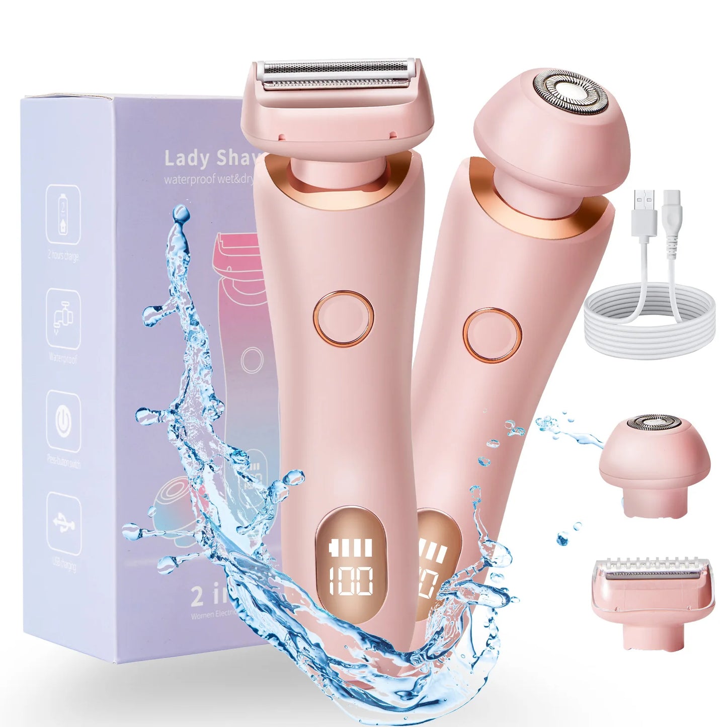 2-in-1 Electric Shaver for Women – Wet & Dry Use | Gentle, Painless Hair Removal | Travel-Friendly