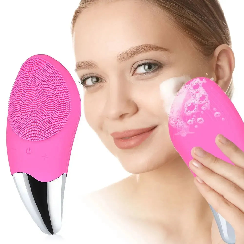 Ultrasonic Electric Facial Cleansing Brush – 2-in-1 Deep Cleaning & Massage | Waterproof Sonic Technology | Renews Skin Texture