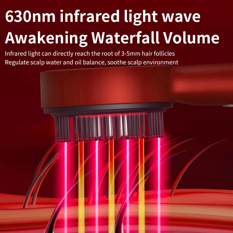 Microcurrent Scalp Massage Comb – Red Light Therapy | Rechargeable | Hair Care Liquid Compatible