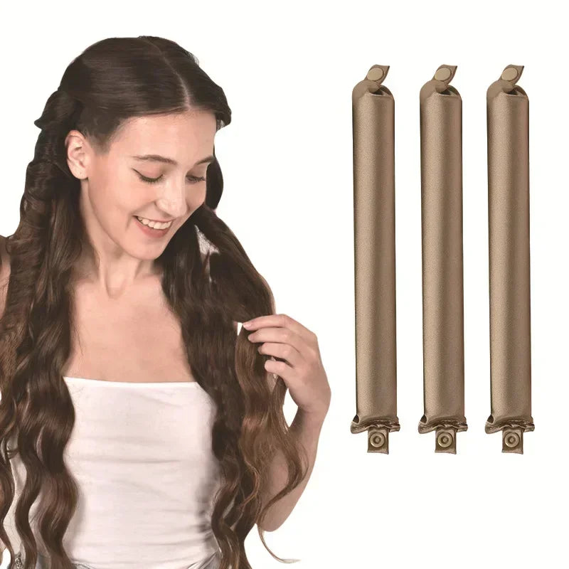 Satin Heatless Hair Curlers – 3 or 4-Piece Set | No-Heat Flexi Rods for Overnight Curls | For All Hair Types