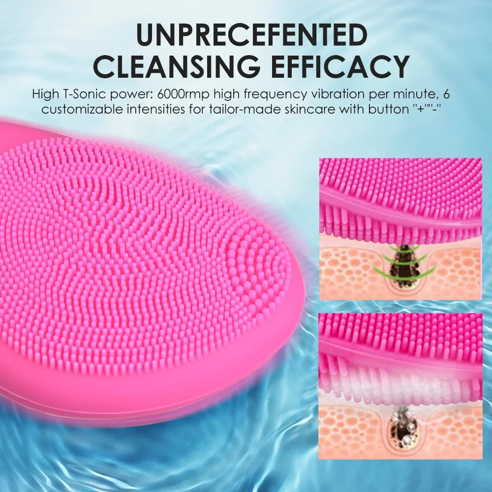 Ultrasonic Electric Facial Cleansing Brush – 2-in-1 Deep Cleaning & Massage | Waterproof Sonic Technology | Renews Skin Texture