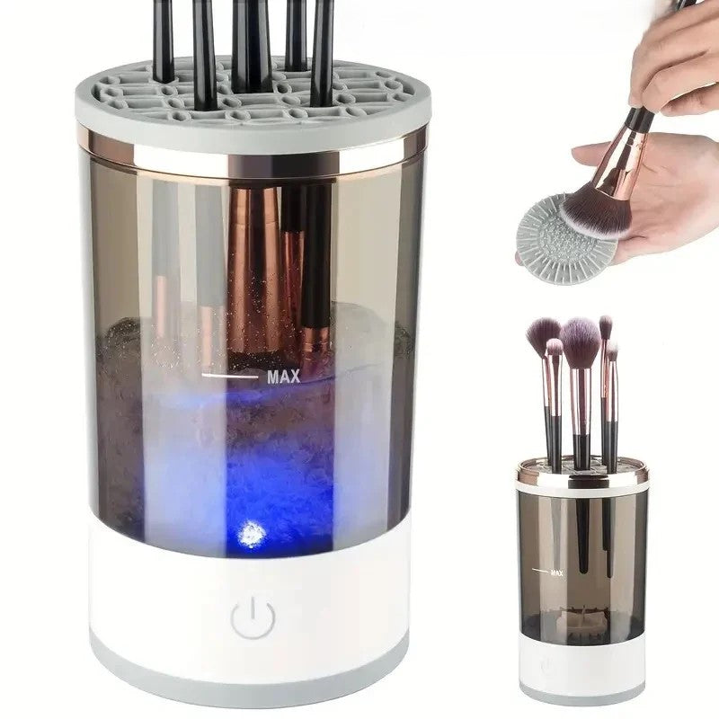 Electric Makeup Brush Cleaner & Dryer – Automatic Spin Clean Technology | 8 Brush Holders | Fast Drying Bowl System