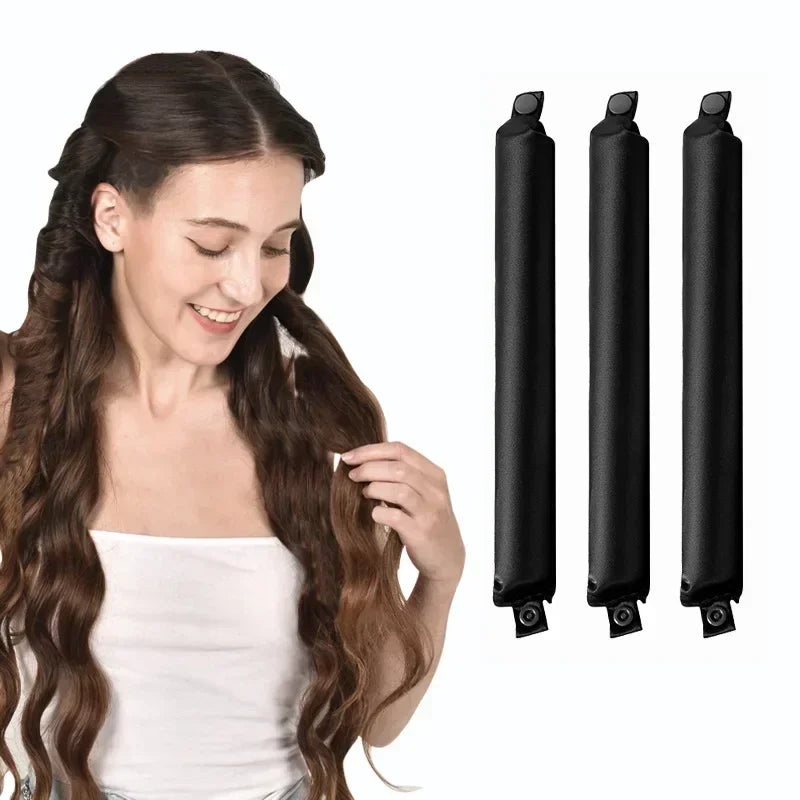 Satin Heatless Hair Curlers – 3 or 4-Piece Set | No-Heat Flexi Rods for Overnight Curls | For All Hair Types
