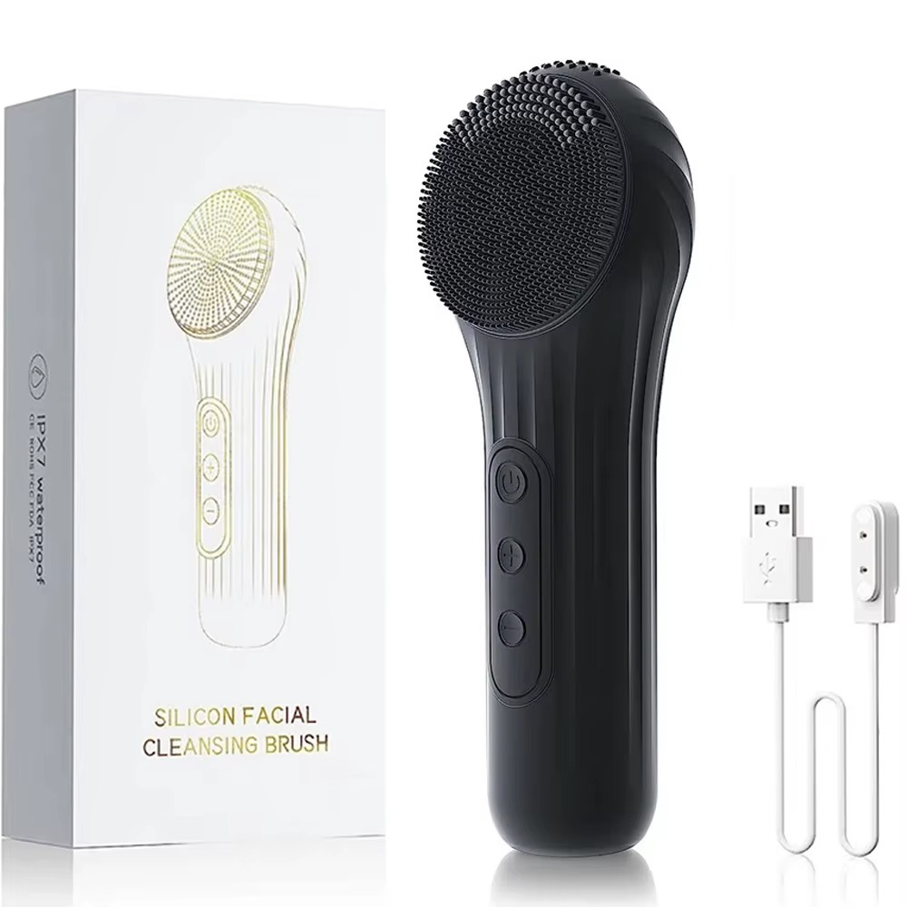 Heating Facial Cleansing Brush – 6-Speed Sonic Vibrations + Warm Massage | IPX7 Waterproof | Rechargeable Skin Cleanser