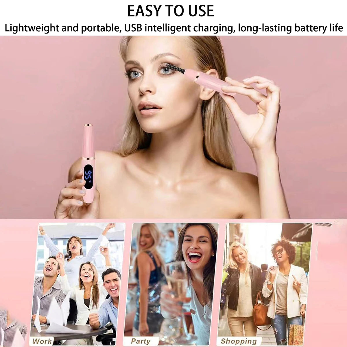 Digital Heated Eyelash Curler – 3 Temperature Modes | Rechargeable | Double-Sided Comb Design