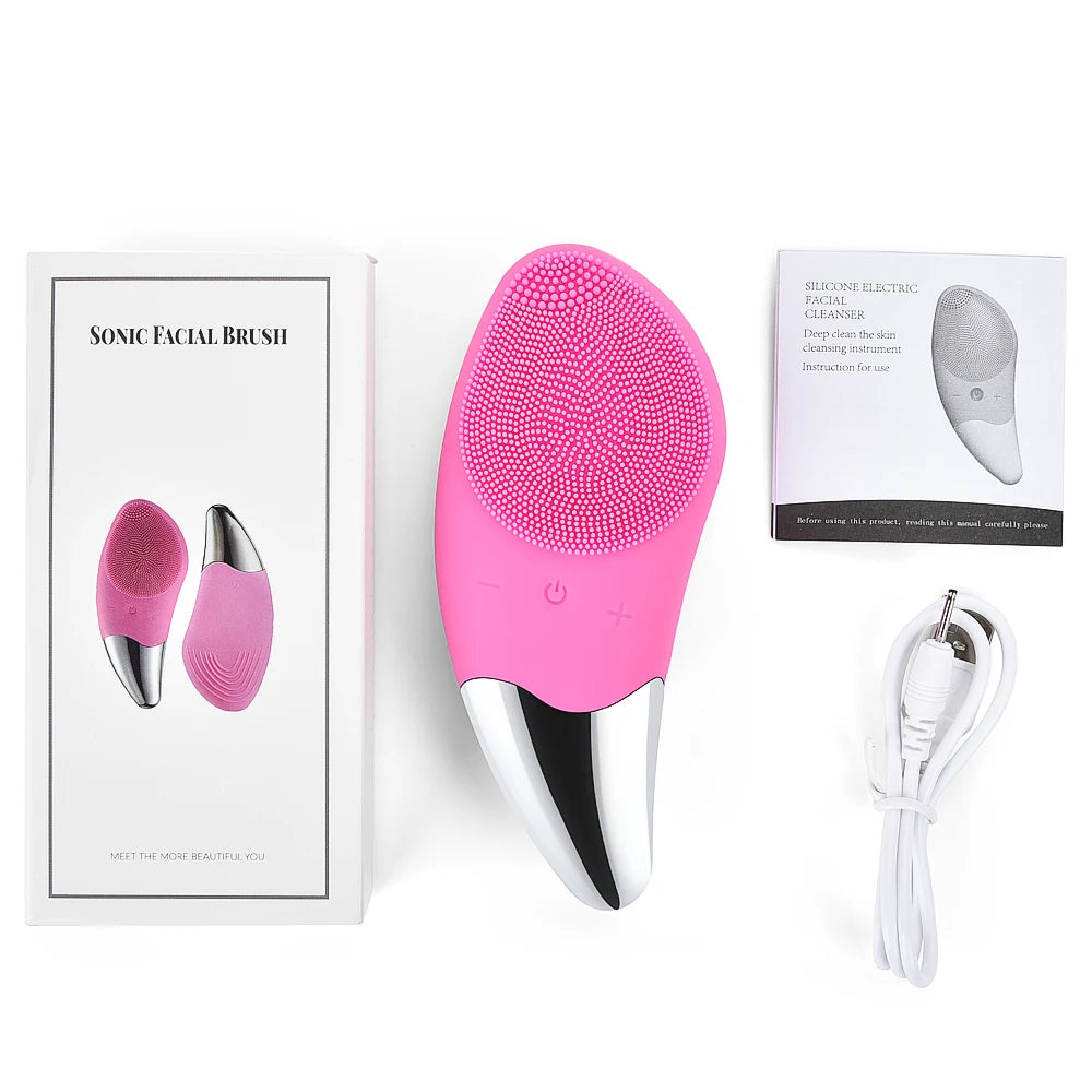 Ultrasonic Electric Facial Cleansing Brush – 2-in-1 Deep Cleaning & Massage | Waterproof Sonic Technology | Renews Skin Texture